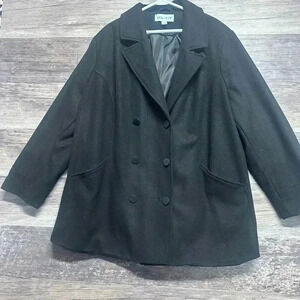 Women's Black Double-Breasted Coat